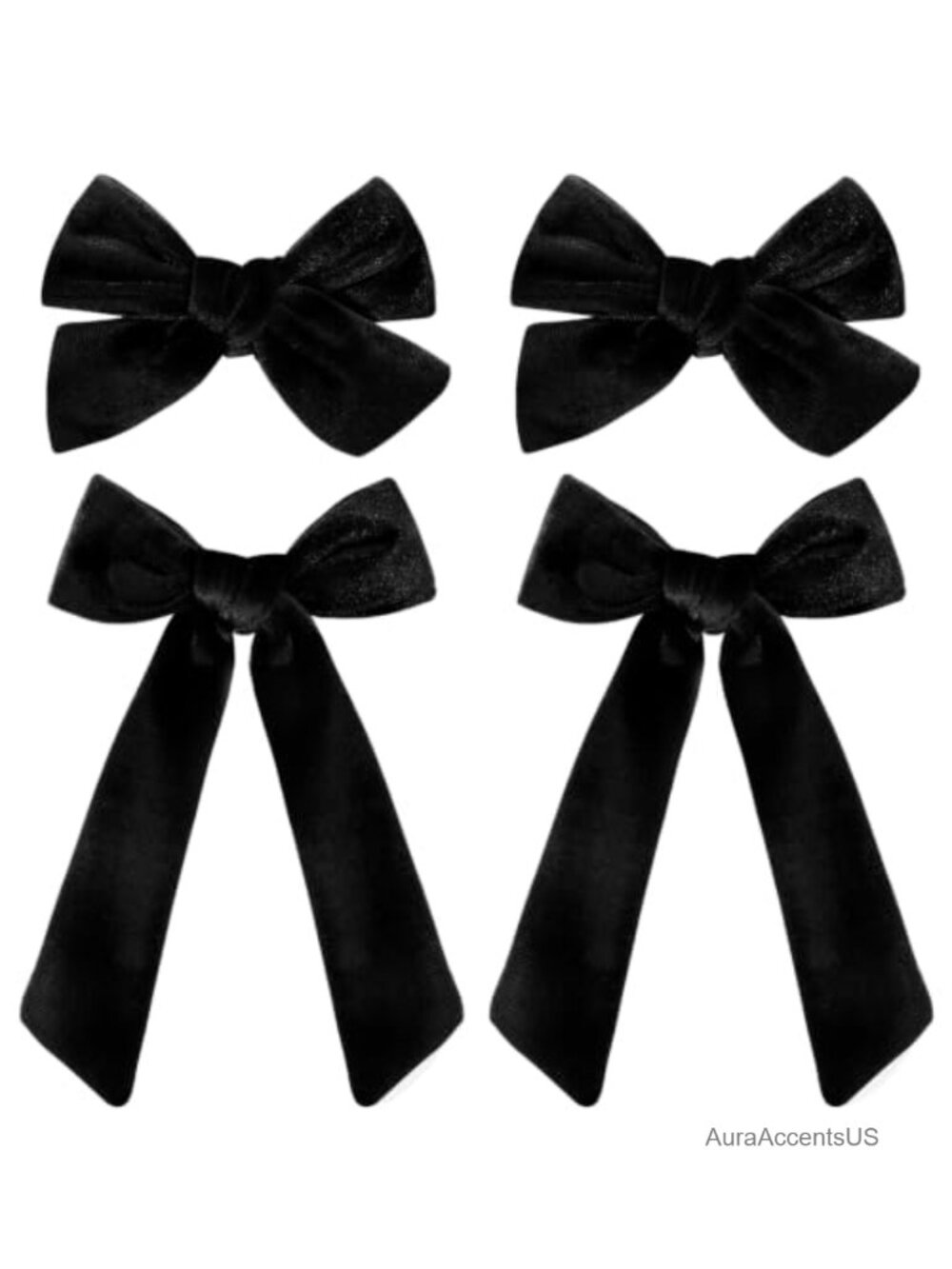 Velvet Hair Bows for Girls Set of 4 Alligator Clips Handmade